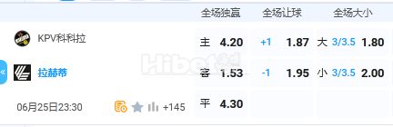 6月26日 23:00 芬兰杯 科科拉VS拉赫蒂