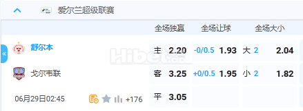 6月29日 2:45 爱超 舒尔本VS戈韦尔联
