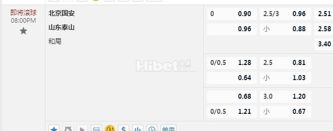 中超 20：00 国安VS山东泰山