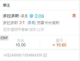 多拉多斯总算是给力了，让我红了一单